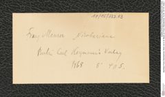 Nachlass Franz Steindachner, Notiz von A. B. Meyer an Franz Steindachner, Inv.Nr. 337.03, Seite 1